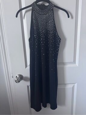 vintage-style Jax studded black halter neck cocktail dress-Size 4